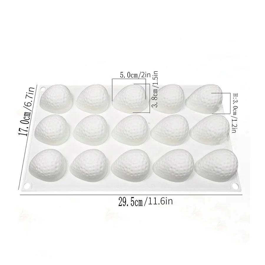 15 Cavity Strawberry Silicone Molds for Baking Mousse 3D Fruit Chocolate Cake Decoration Mold Kitchen Accessories