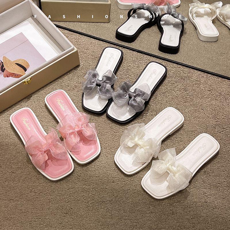 Sommersandalen im Feenstil für Kinder - Koreanische flache Flip-Flops mit eckiger Zehenpartie für Damen
