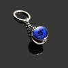 Kulatý svítící krystal zvěrokruhu Keychain - Panna & Lev