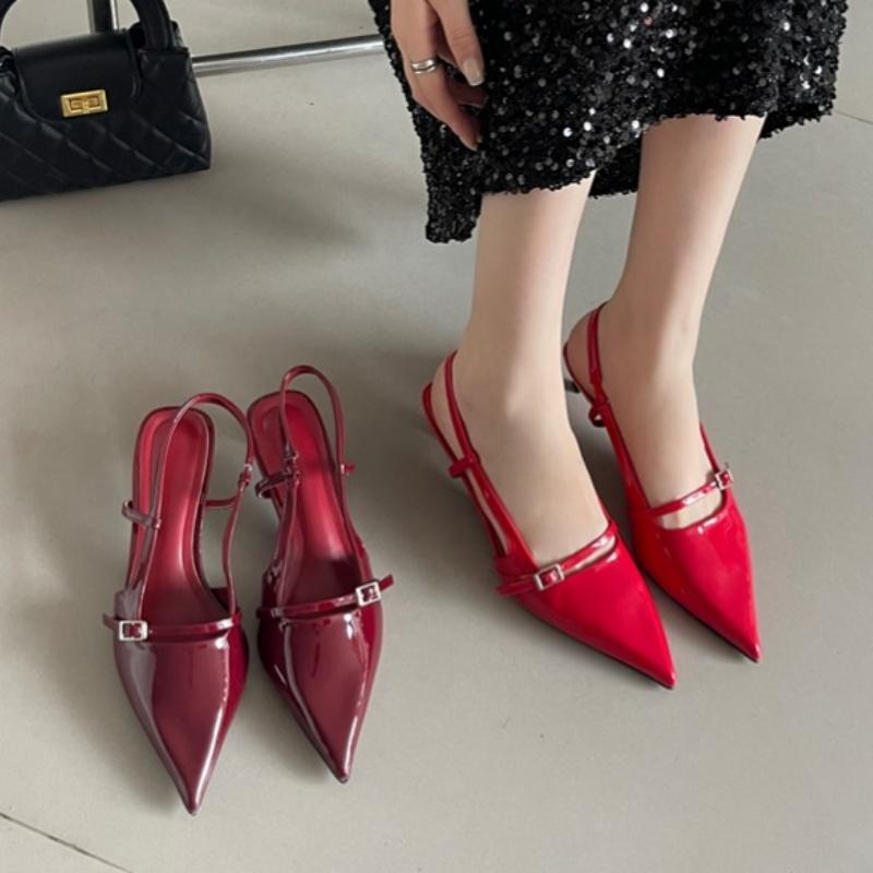 Fashion Bailamos 2024 Fashion Brand Design Buckle Women Pumps Point Toe Slip On Work Shoes Low Heel Spring Autumn Party Wedding Shoes Mu