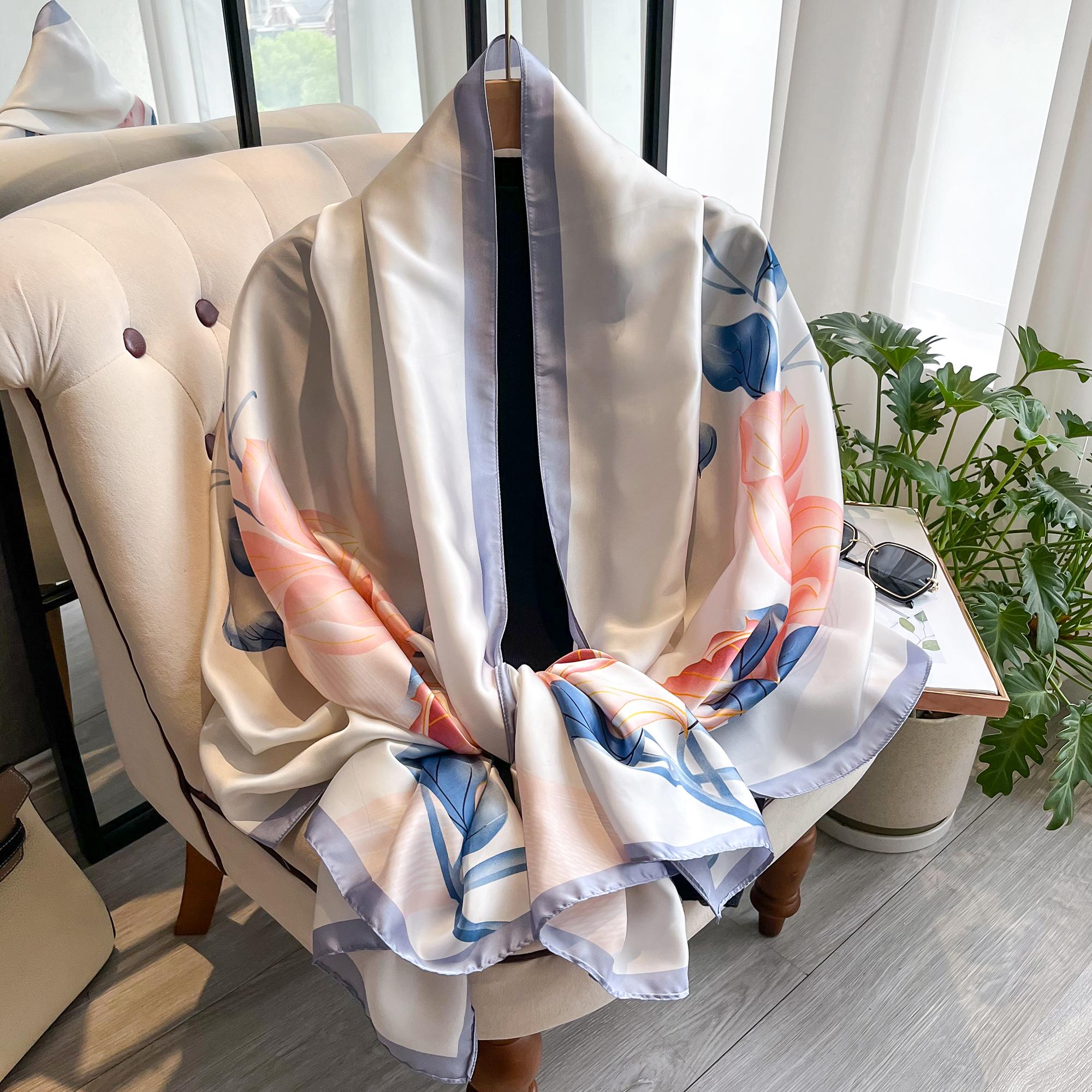 

180*90Cm Muffler Fashion Luxury Scarf Women Style Fashion Color Matching Print Silk Lady Popular Headcloth Beach Shawl
