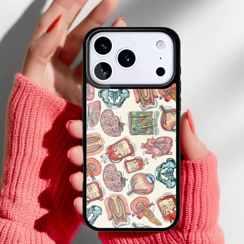 Vintage Anatomy Heart Cardiac Nurse Phone Case for iPhone 17 Air 16e 15 14 13 Pro Max Back Cover for 12 11 Pro Coque