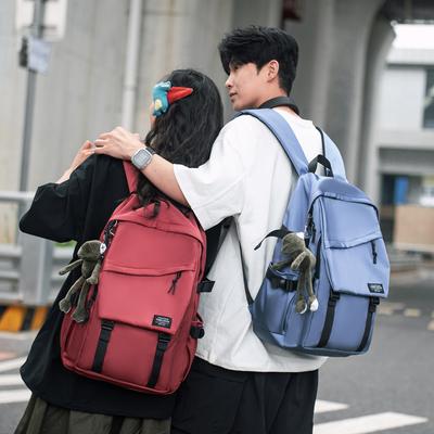 Schoolbag New Middle and High School Student Schoolbag Solid Color Fashionable Simple Couple Backpack 11 Inch Large Capacity Computer Backpack