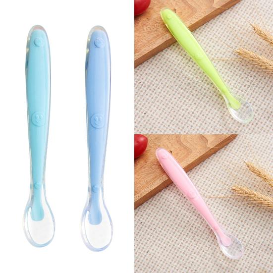 Weiches lebensmittelechtes Silikon mit langem Griff, Baby, Kleinkind, Lernlöffel, Besteck