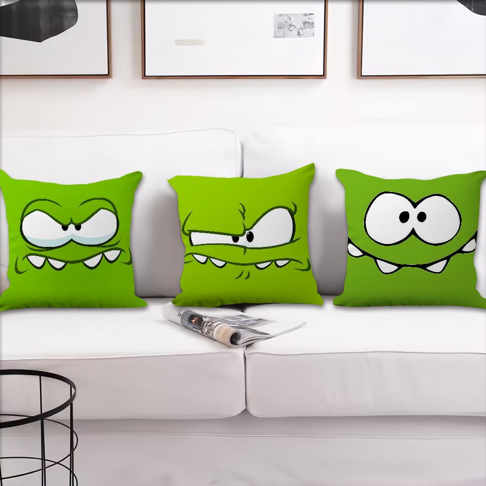 Süßer Frosch Cartoon Spiel Lustiges Gesicht O-Om N-Nom Kissenbezug Für Kissen Druck Sofa Dekoration Zuhause Auto Büro Nordische Schlichtheit