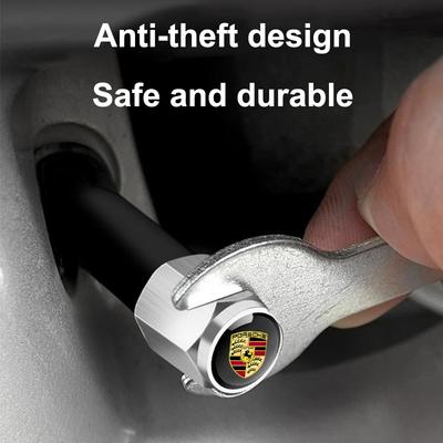 5PCS Car Wheel Tire Valve Cap Tyre Stem Cover For Porsche 911 Cayenne Carrera-GT 928 Panamera Boxster Macan 918 Auto Accessories