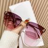 Diamond-encrusted F-letter frameless sunglasses ins wind fashion sunglasses high-end metal sunglasses women's one