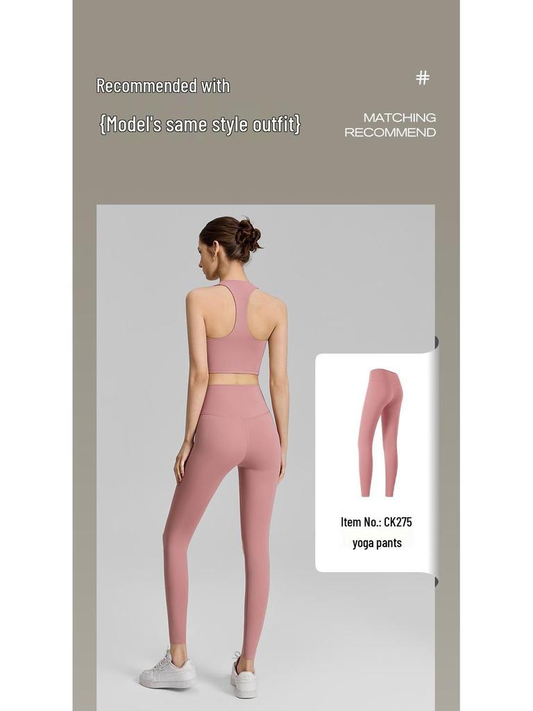 Spring Women's V-neck Sports Bra & Halterneck Yoga Tank Top with Fixed Cups - Supports Underarm Fat