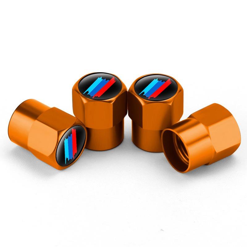 New Car Aluminum For BMW Tri Color Stripe Strip Decoration Emblem 4pcs Tire Valve Air Port Stem Cover Caps Wheel Hub Accessories BF2