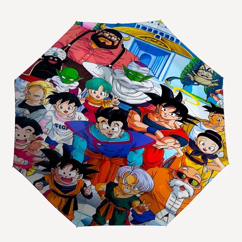 1pc Dragon Ball Z Characters Outdoor Umbrella - Piccolo, Goku, Vegeta - Automatic Opening/Closing - Portable 3-Fold Design - 8-Rib Iron Frame - Ideal