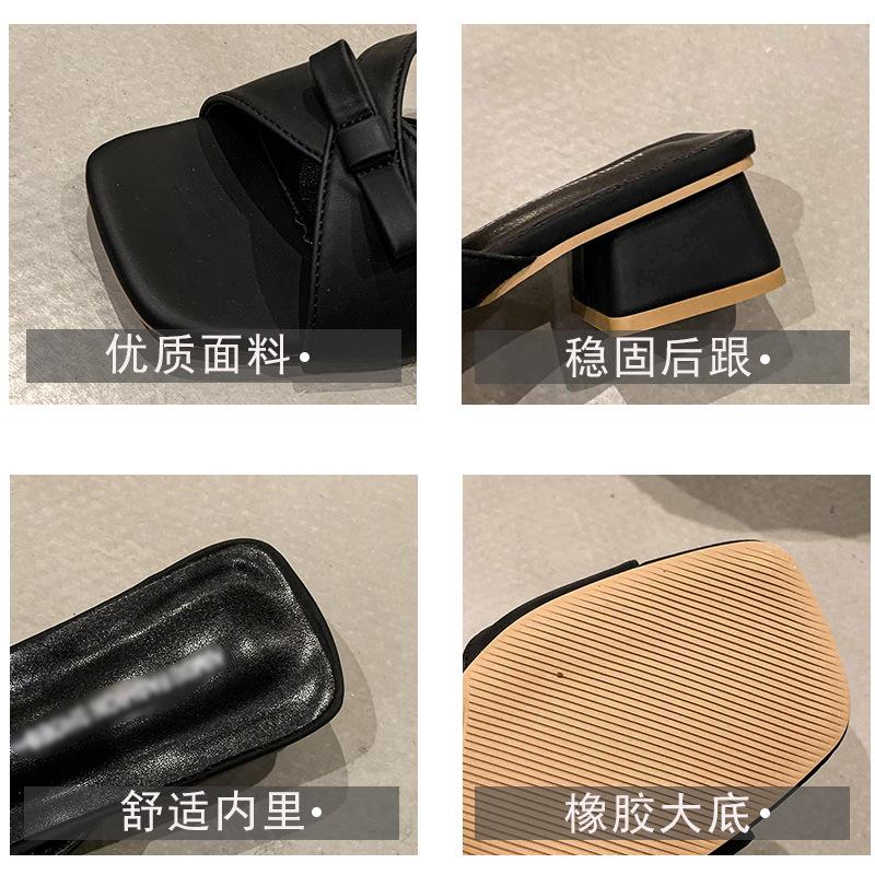 Temperament Light heel square head square root outer wear summer sweet skirt thick heel cool slippers new elegant sandals