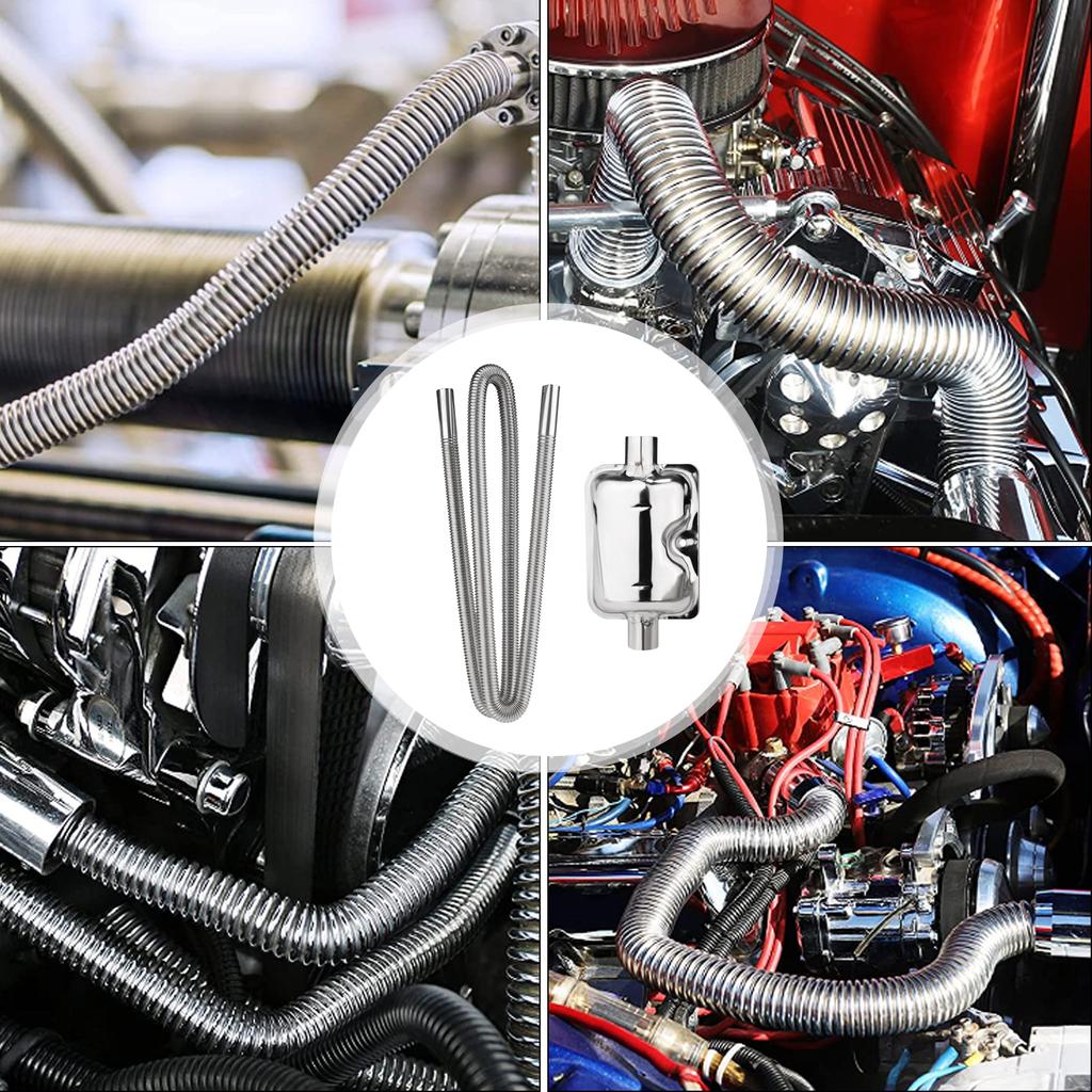Stainless Steel Diesel Heater Exhaust Pipe With Silencer And 2 Hose Clips Air Diesel Parking Heater Car Heater Accessories