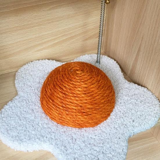 Cat Scratch Pad Flower Shape Sisal Rope Cat Scratcher Interactive Floor Cat Scratching Board with Spring Plush Bee for Furniture Protector