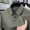 High-quality Men's Polo Shirt Lapel Plaid Solid Short-sleeve Non-iron Seamless T-shirt Summer Business Fashion Trend Menswear