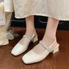 Wind Bag Head Sandals Women's New Summer with Skirt High Heels Thick Heel Mary Jane Single Shoes