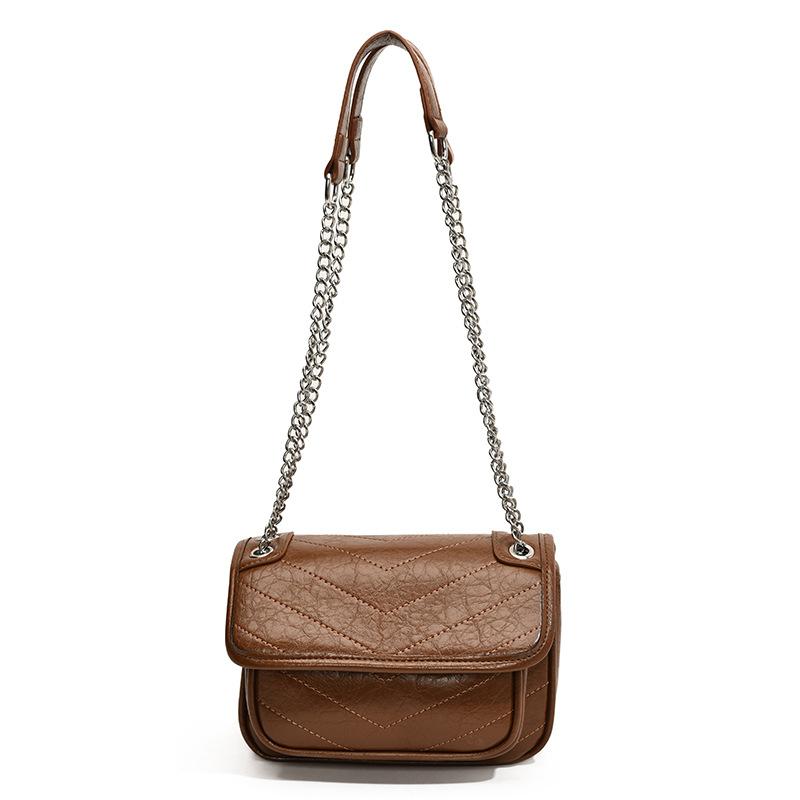 High-end Women's Bags Autumn New Trendy and Versatile Textured Chain Messenger Bags Fashionable Shoulder Bags