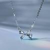 French New Plain Silver Neck Chain Versatile Premium Bow S925 Sterling Silver Necklace Girls Jewelry