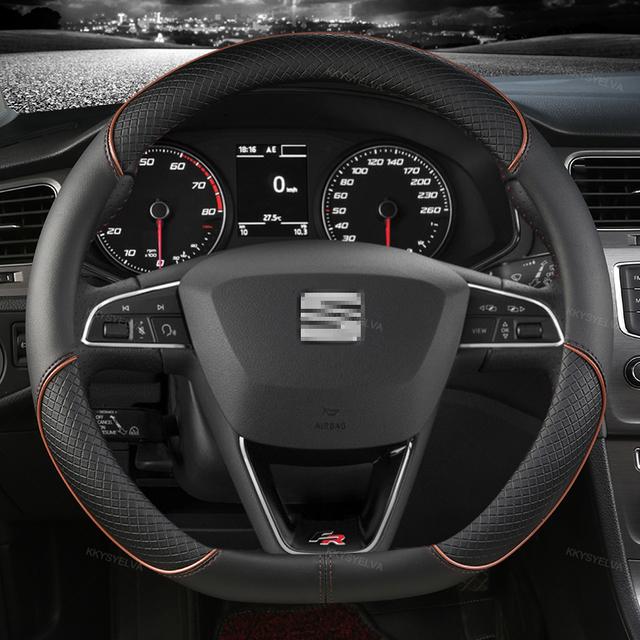 Coprivolante Auto Pelle Microfibra 38cm Antiscivolo Per Seat Tarraco Arona Ateca Ibiza Toledo Mii Leon Arosa Exeo ST FR