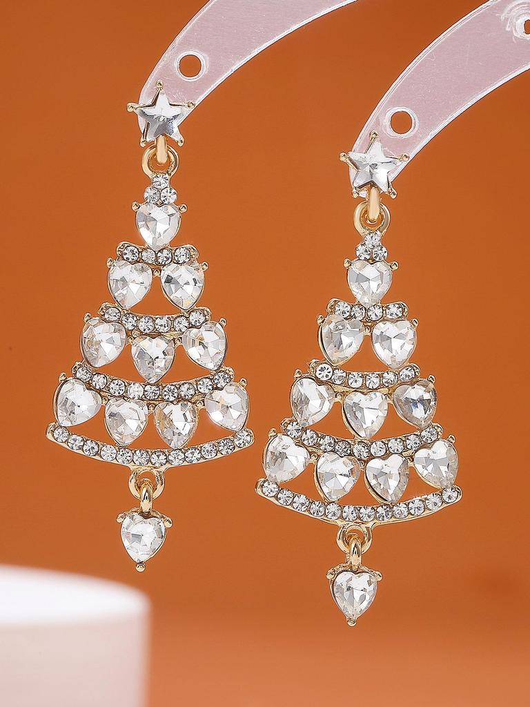 Colorful Light Luxury Christmas Tree Diamond Stud Earrings for Women