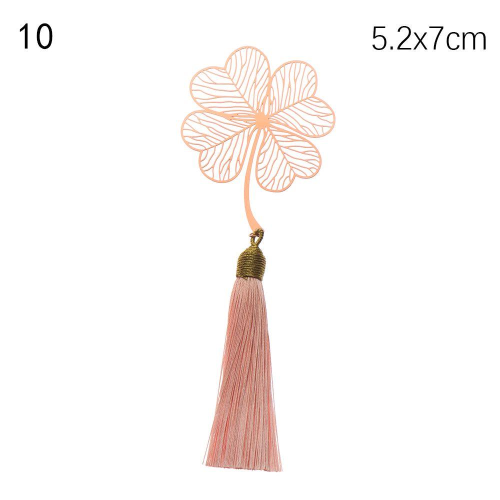 New Rose Gold Apricot Leaf Metal Bookmark Tassel Chinese Style