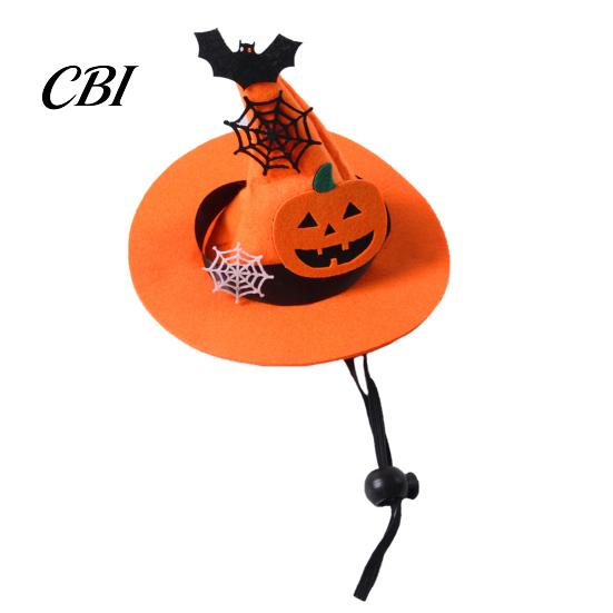 Elastic Strap Pet Hat Halloween Dog Hat, Adjustable Cat Witch Pumpkin Bat Cobweb Medium-sized for Small Medium Dogs Cats Holiday Costume Photo