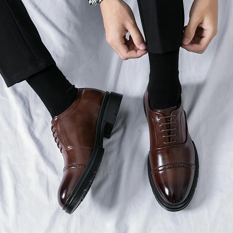Fashion Luxury Men's Platform Leather Oxford Formal Leather Shoes Men Fashion Trend Handmade Men's Moccasins Casual Mens Hot Sale Shoes