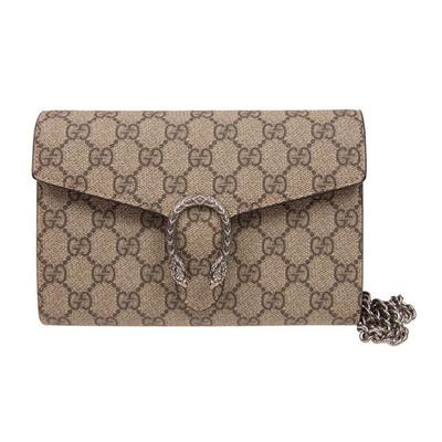 Gucci Dionysus Woc Láncos Tigrisfej Csattal Logós Piros Bélésű Vászon Pénztárca Keresztpántos Válltáska Női táskák Sötétbarna 401231-KHNSN-8698
