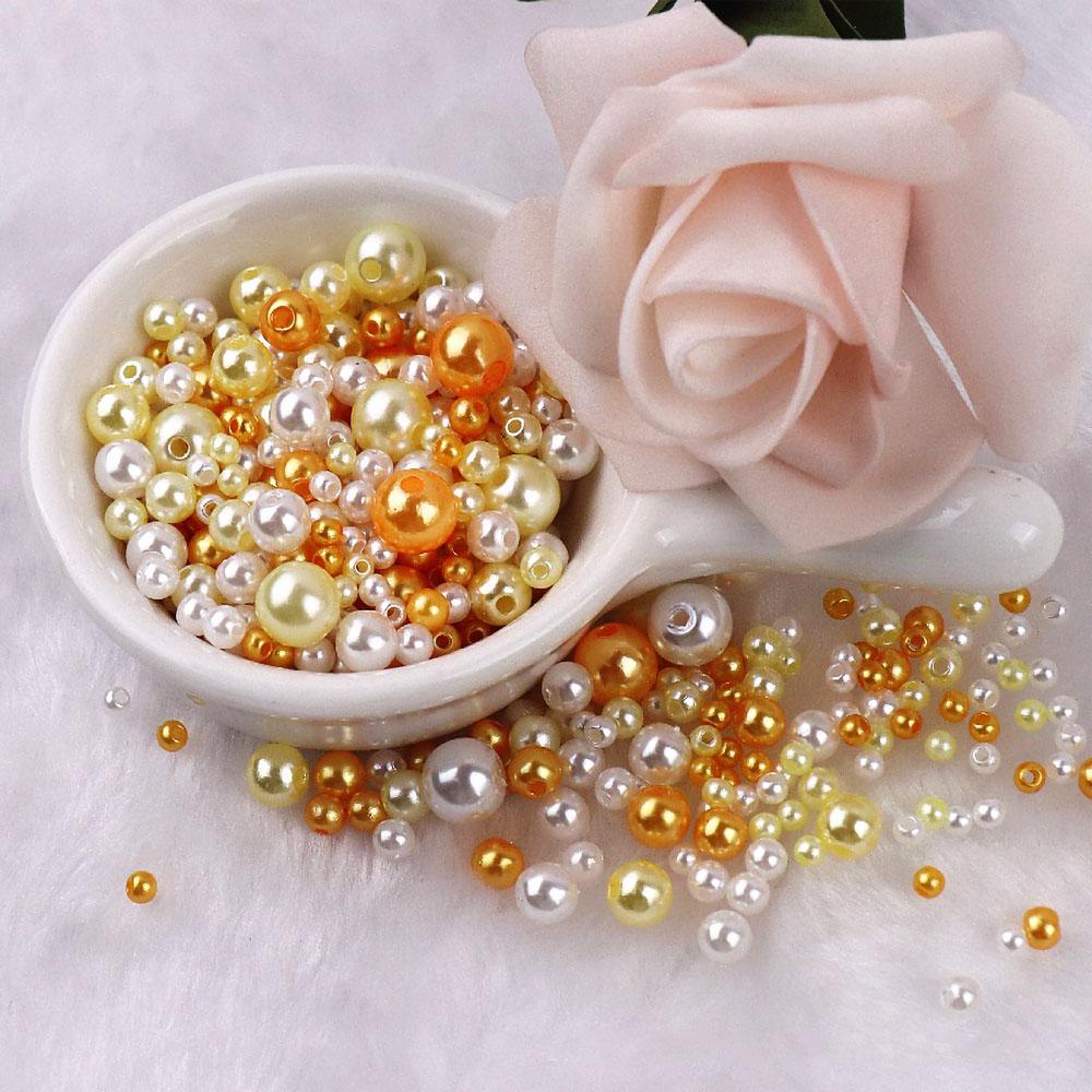 150pcs Acrylic Beads ABS Imitation Pearl Loose Round DIY Beads for Jewelry Making Bracelet Chain Trims DIY Crafting Scrapbooking