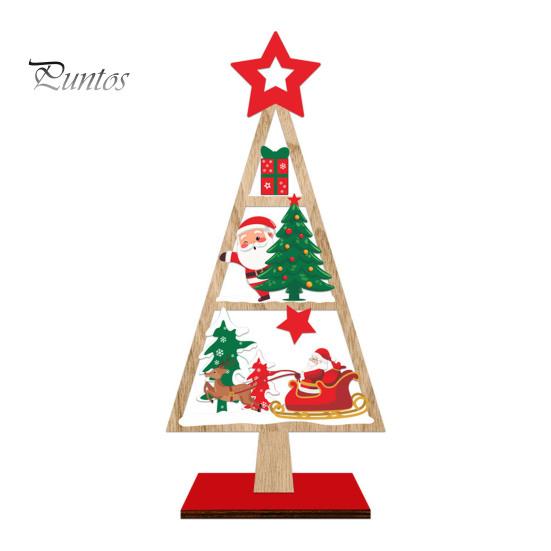 Wooden Christmas Party Decor Tree Tabletop Sign, Rustic Gingerbread Snowman Gnome Desktop Ornament with Star Gift for Family Topper, Vintage