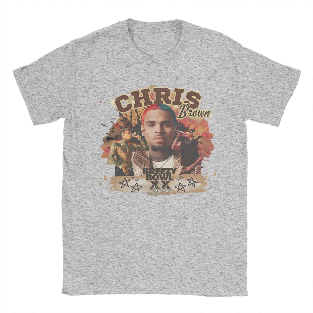 Men Rapper Chris Brown Breezy Bowl XX Tour T Shirts  Pure Cotton Tops Novelty Short Sleeve O Neck Tee Shirt New Arrival T-Shirt