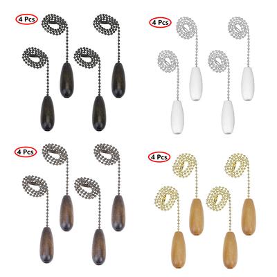 Wooden Fan Chain Pulls 4Pcs: Ceiling Light Lamp Pendant Extension Pull Chains for Home Decoration Replacement