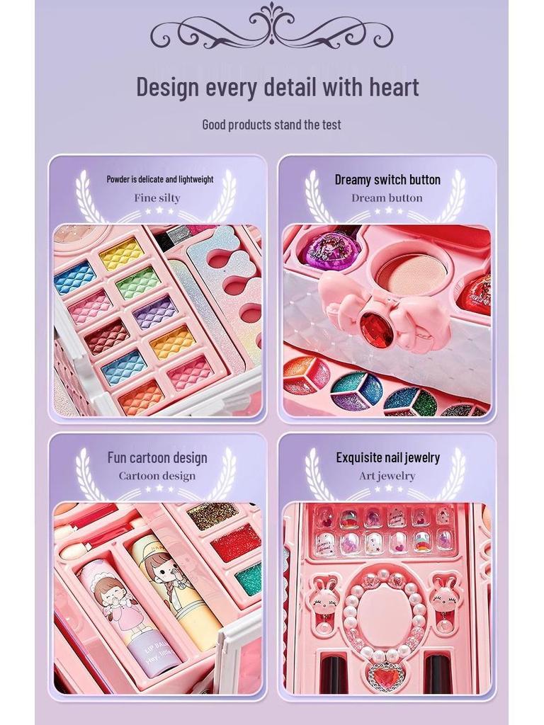 Non-Toxic Children's Princess Makeup Set - Kids' Cosmetics & Nail Polish Gift