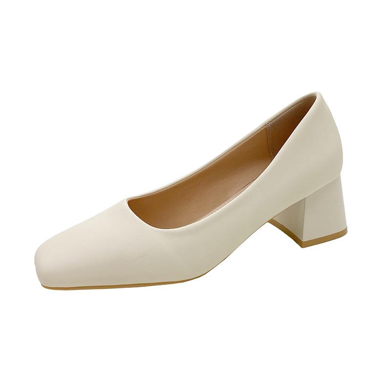 

Большой размер 2024 весна новая корейская версия работа простые модные высокие каблуки толстый каблук неглубокий носок одинарные туфли женские 34