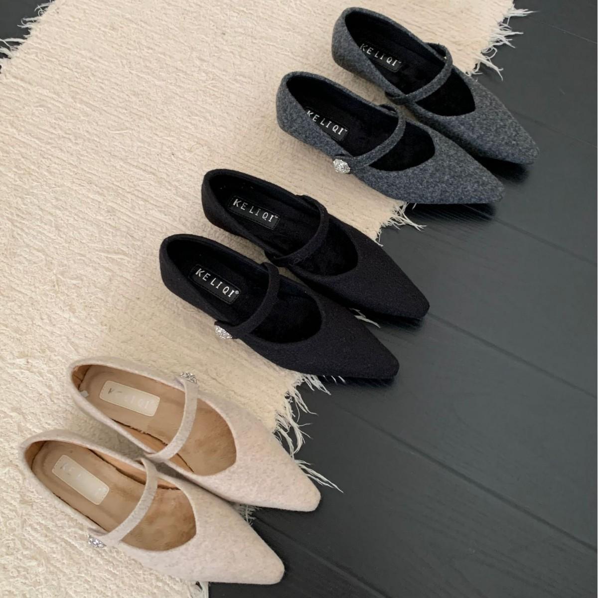 

2025 new autumn and winter pearls with suede thick heels niche temperament Mary Jane women s single shoes 39 чёрный