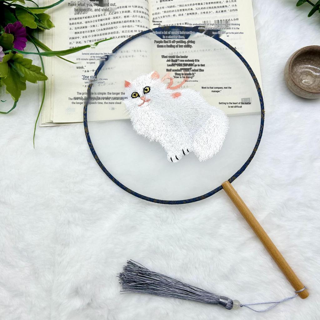 Ancient Style Single-Sided Suzhou Embroidery Dance Fan