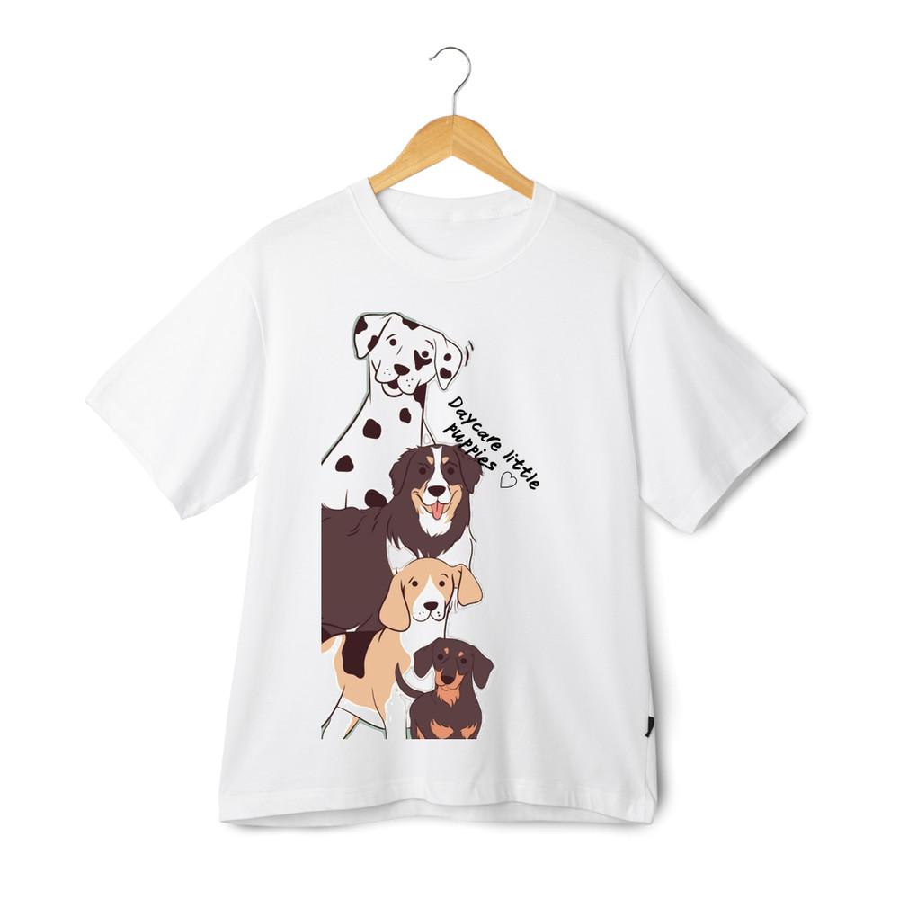 Daycare With the Puppies T-Shirt - Unisex Cute Dog Cartoon Graphic Tee Pet Lover