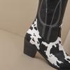 Winter Khaki Black Women Mid Calf High Boots Pointed Toe High Square Heel Small Big Size 33 47