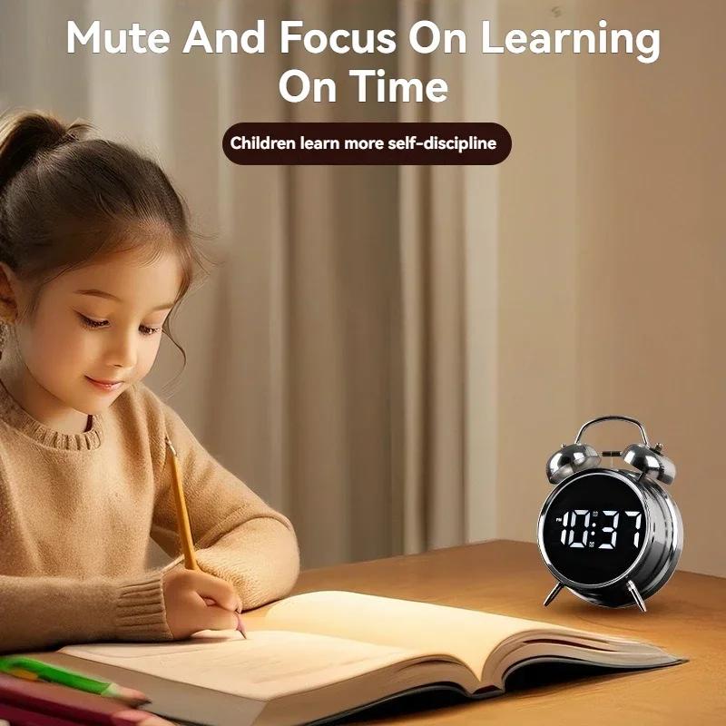 Electronic Intelligent Loud Alarm Clock for Students Extra Large Metal Alarm Clock with LED Screen for Heavy Sleepers