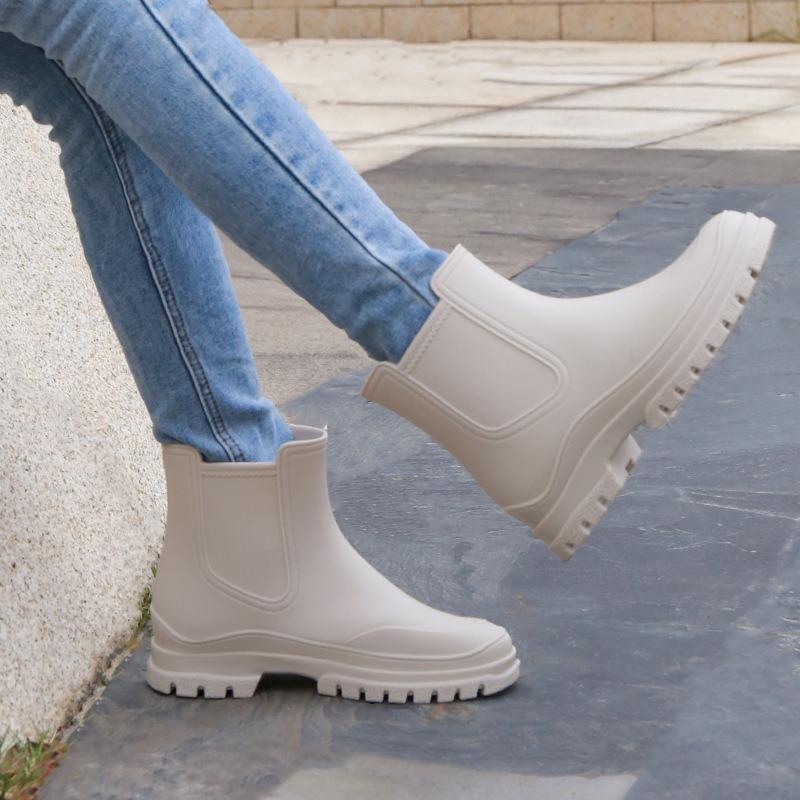 Fashion Chelsea Short Rain Shoes Women's Rain Boots Martin Boots Non-slip Water Boots Rain Boots Adult Galoshes