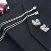 Shiny Black Diamond Zircon Swan Long Tassel Earrings Fashion Elegant Eardrops Women Wedding Jewelry