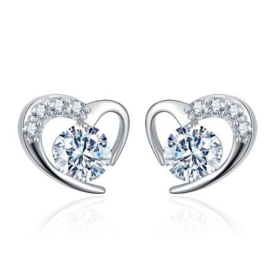 Stud Earrings, Heart Stud Earrings At First Sight, Female Zircon Korean Version of Love Student Ear Jewelry
