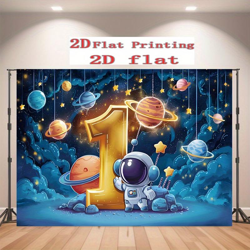 1 piece of 2D party banner 1-year-old birthday celebration astronaut-themed backdrop for photo taking