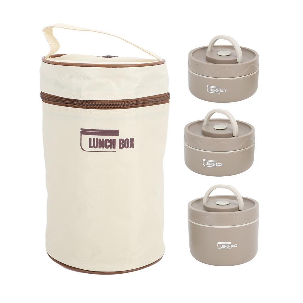 2PCS/3PCS/4PCS Round Shape Thermal Bento Box Stackable Food Container  For Picnic