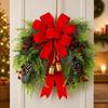 Bowknot Christmas Wreath Bell Hanging Wreath Decoration Artificial Berry Wreath  Mantelpiece Decor