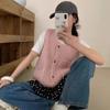 Autumn Retro Solid Knitted Sweater Vest Coat Women Winter Fashion Sleeveless Casual Cardigan Sweaters Woman Elegant Office Lady Knitwear Vests 24820