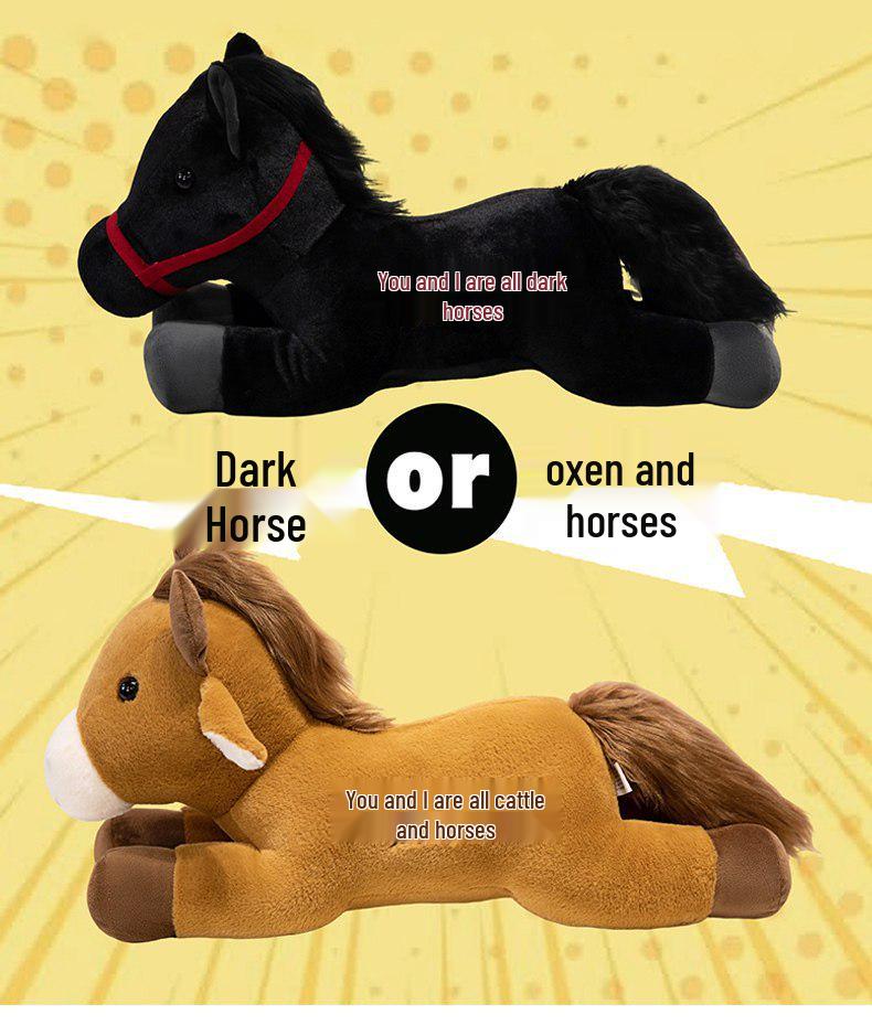 2026 Year of the Horse Zodiac Mascot Plush Toy - Black Horse New Year Gift
