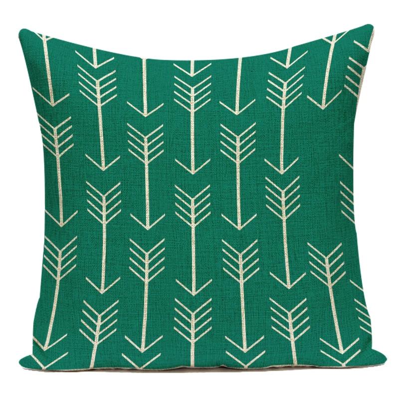 Polyester Green Geometric Stripe Wave Pillow Cover Decoratives Sofa Home Cushion Cover For Bedroom Living Room Decoration