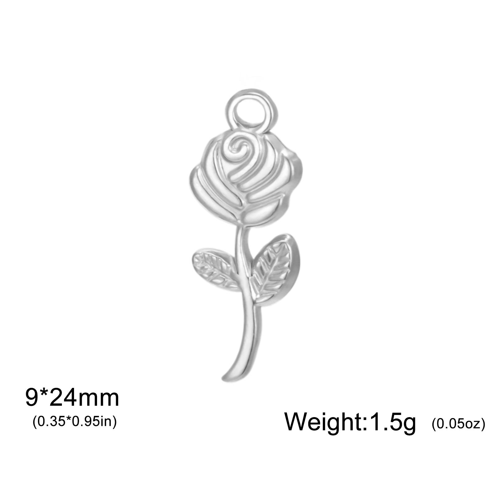 

Teamer 5pcs/Lot Rose Charms Stainless Steel Gold Color Flower Plant Pendant For Necklace Earrings DIY Jewelry Making Wholesale