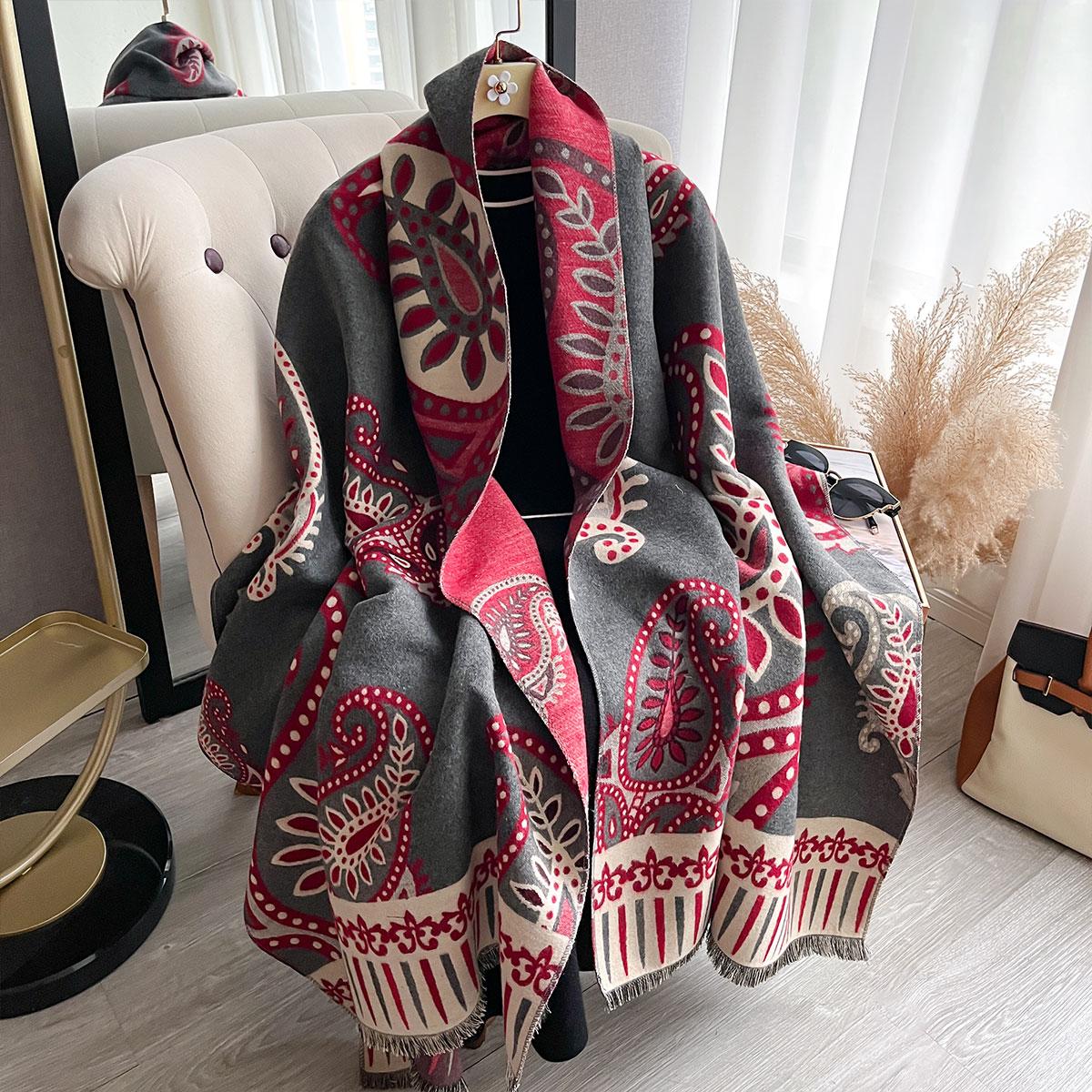 

Women S Luxury Paisley Floral Faux Cashmere Scarf Thick Warm Winter Shawl Wrap Pashmina Travel Stole Bufanda