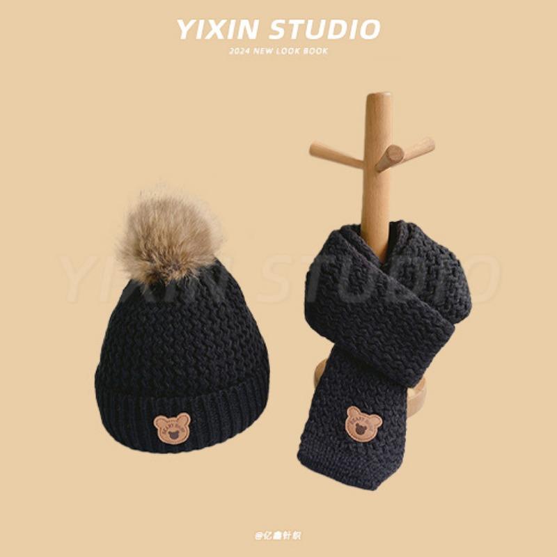Autumn and Winter Boys and Girls Children's Hats Baby Hats Cute Cartoon Bears Plush Hats Thermal Hats Ear Protectors Knitted Hats